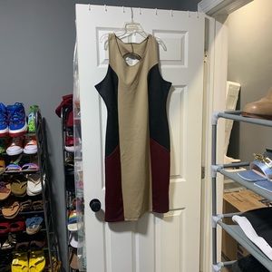 Burgundy black and Colorblock dress